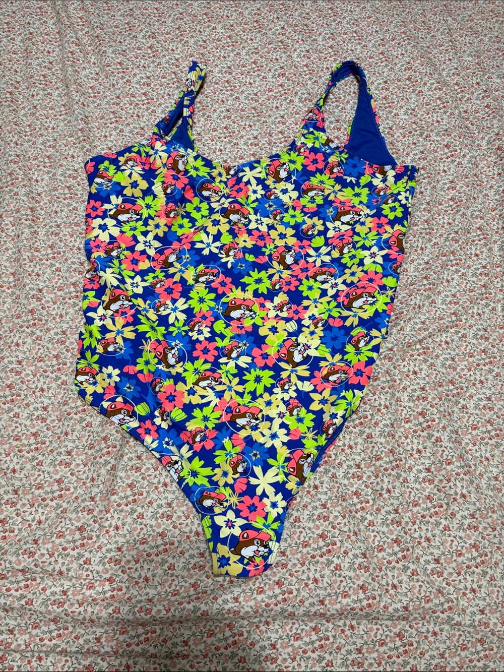 Bucee Beaver Blue Floral Print One-Piece Swimsuit xxl womens